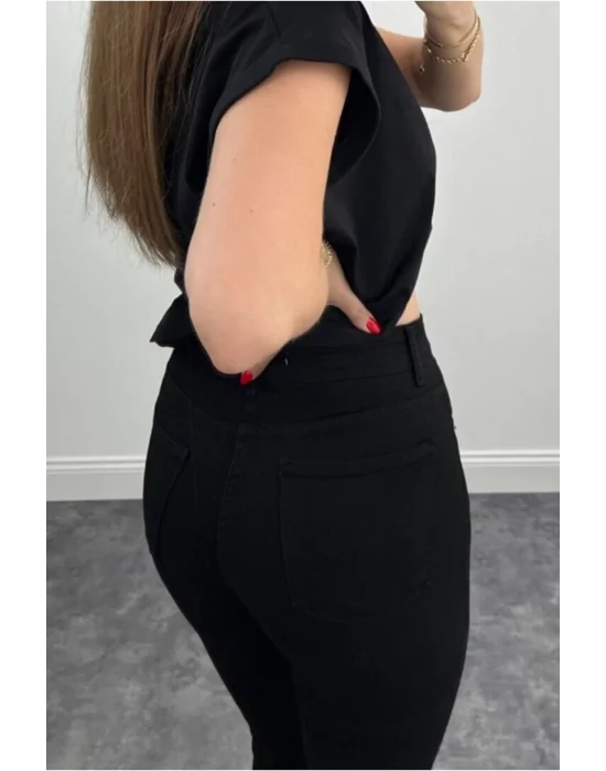 Siyah Yüksek Bel Pantolon Skinny Jeans