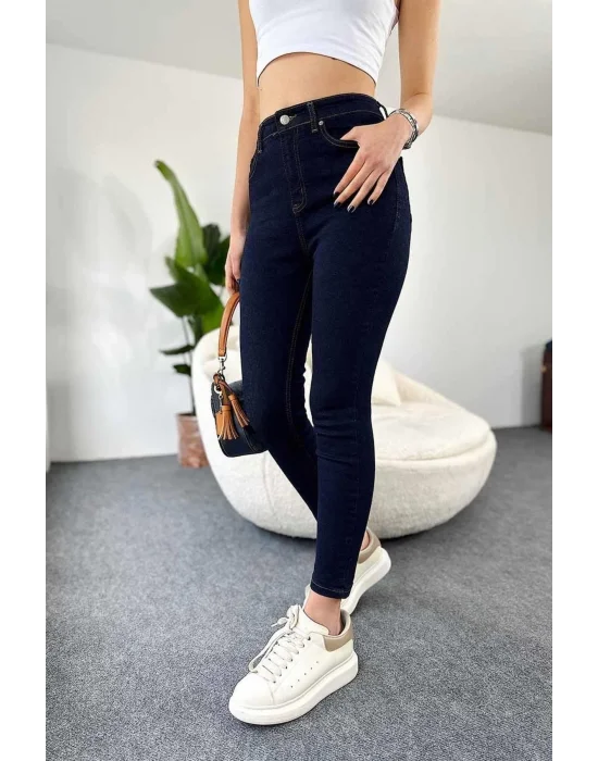 Koyu Lacivert Yüksek Bel Pantolon Skinny Jeans