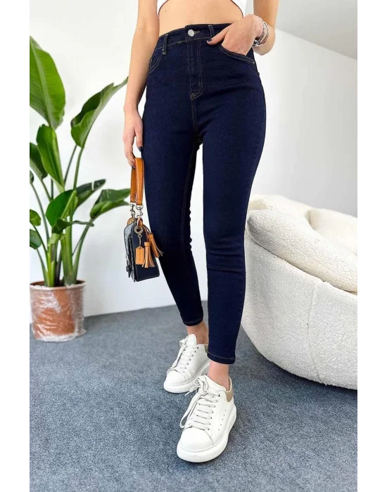 Koyu Lacivert Yüksek Bel Pantolon Skinny Jeans