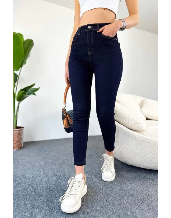 Koyu Lacivert Yüksek Bel Pantolon Skinny Jeans