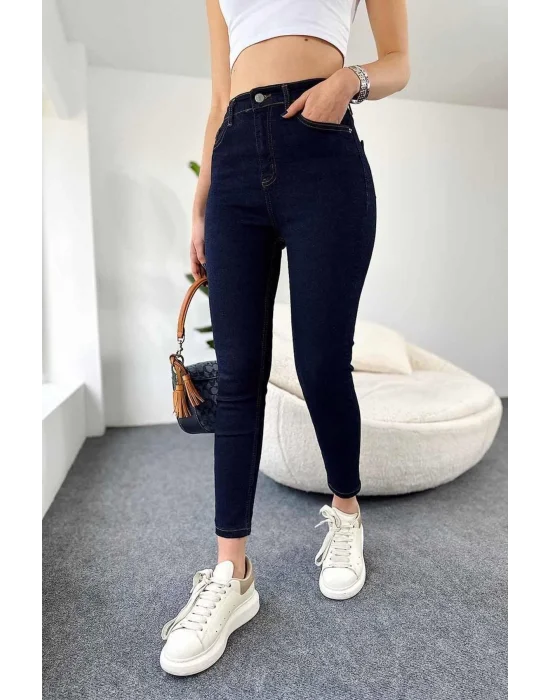 Koyu Lacivert Yüksek Bel Pantolon Skinny Jeans