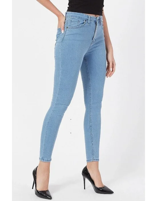 Toz Mavi Yüksek Bel Pantolon Skinny Jeans