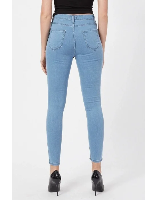 Toz Mavi Yüksek Bel Pantolon Skinny Jeans