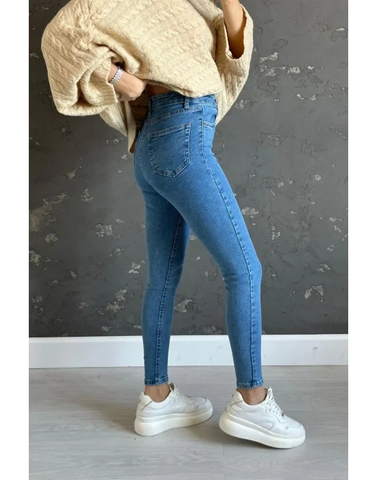 Açık Mavi Yüksek Bel Pantolon Skinny Jeans