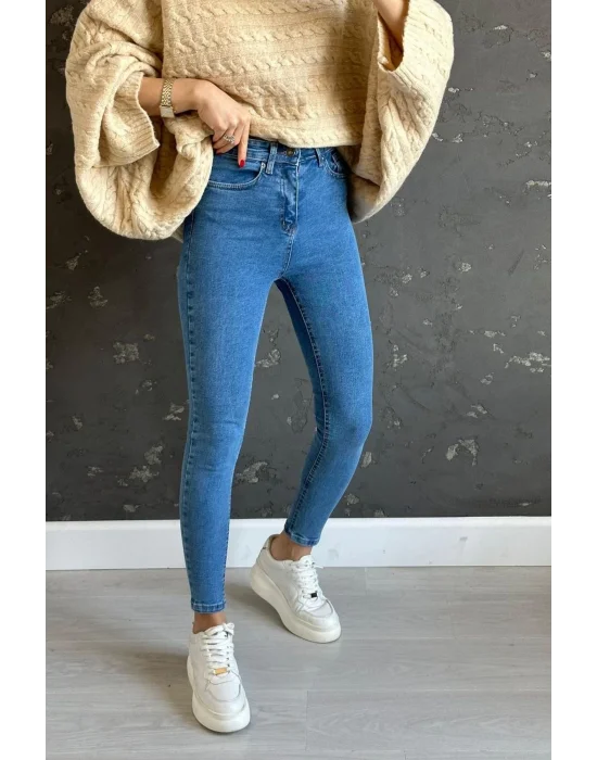 Açık Mavi Yüksek Bel Pantolon Skinny Jeans