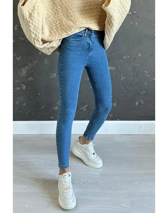 Açık Mavi Yüksek Bel Pantolon Skinny Jeans