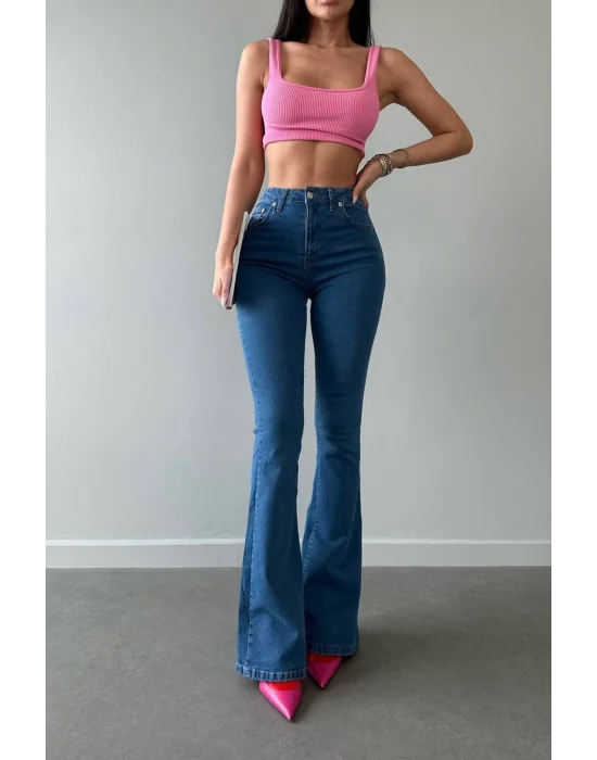 Mavi Premium Ispanyol Paça Likralı Jeans Yüksek Bel Toparlayıcı Denim Pantolon