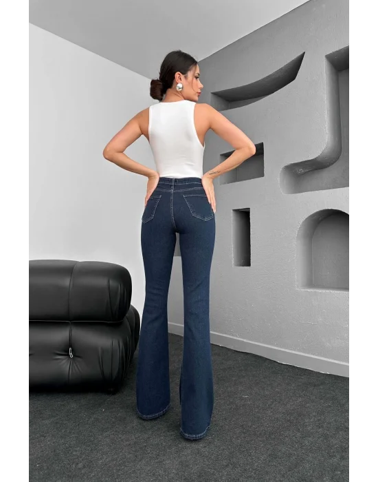 Lacivert İspanyol Paça Jeans Toparlayıcı Pantolon