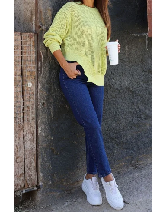 Lacivert Mom S Jeans Likralı Yüksek Bel Pantolon