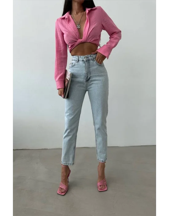 Premium Buz Mavi Mom Jeans