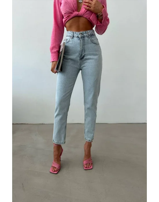 Premium Buz Mavi Mom Jeans