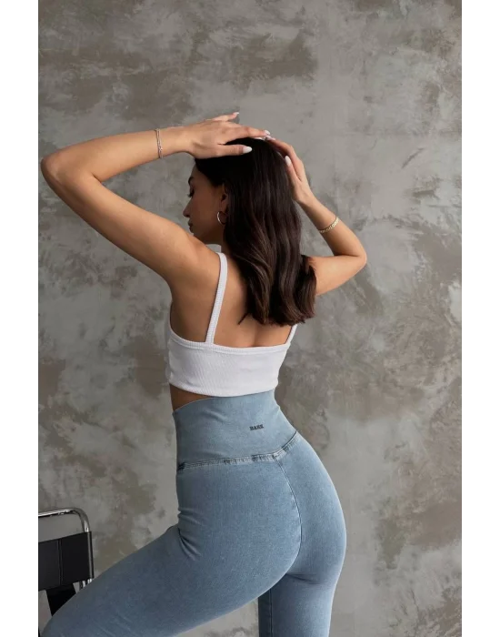 Buz Mavi Ekstra Yüksek Bel Kot Tayt Pantolon Jeggings