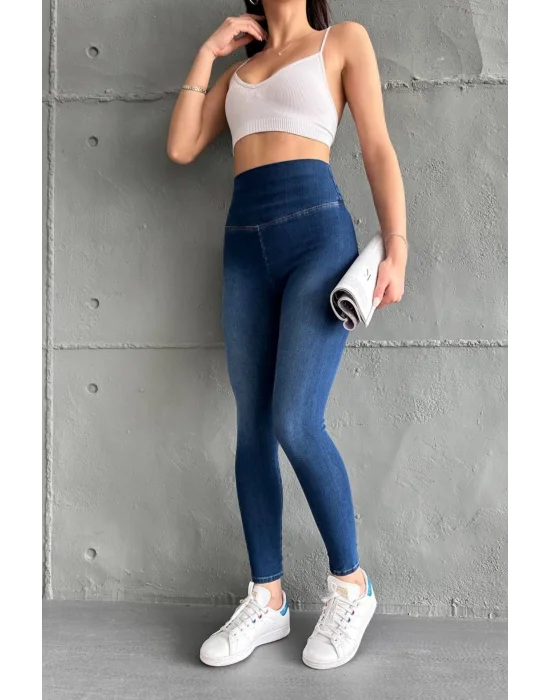 Lacivert Ekstra Yüksek Bel Kot Tayt Pantolon Jeggings