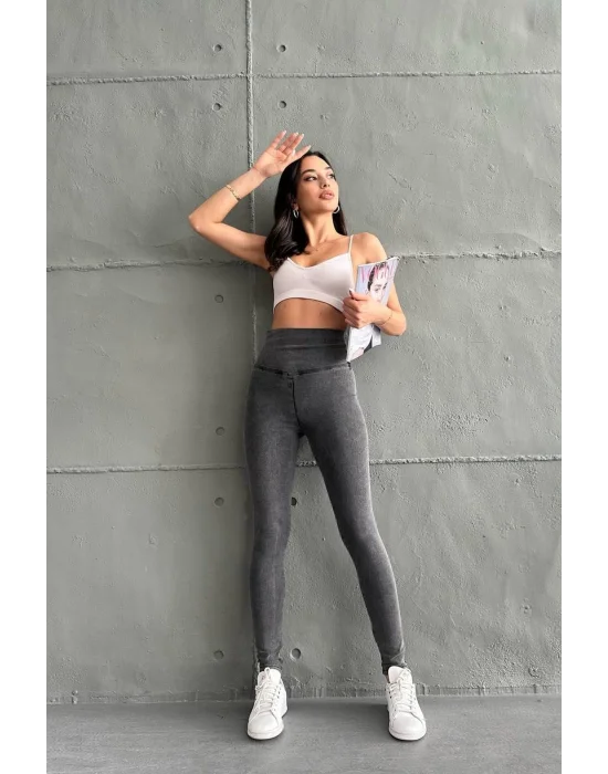 Antrasit Ekstra Yüksek Bel Kot Tayt Pantolon Jeggings