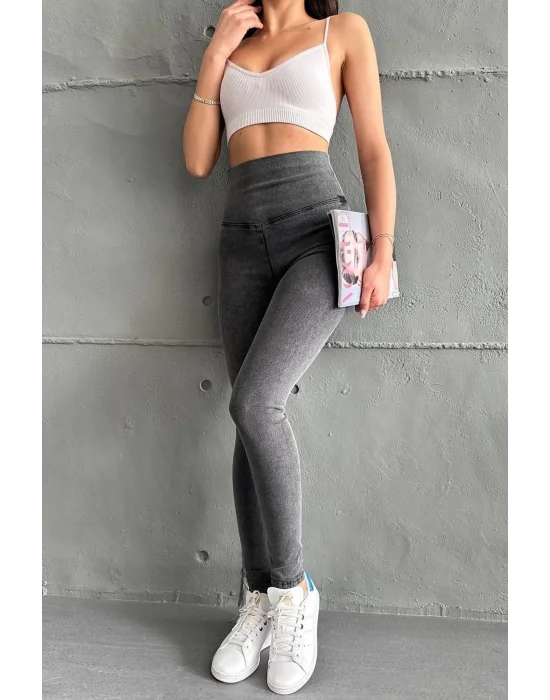 Antrasit Ekstra Yüksek Bel Kot Tayt Pantolon Jeggings
