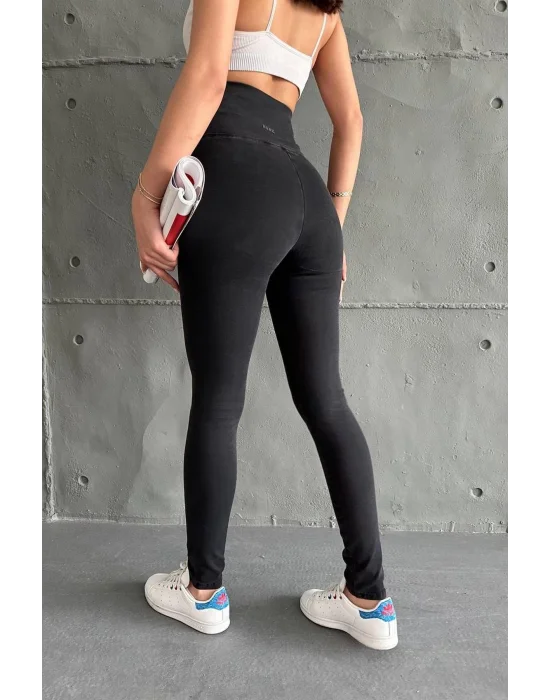 Siyah Ekstra Yüksek Bel Kot Tayt Pantolon Jeggings