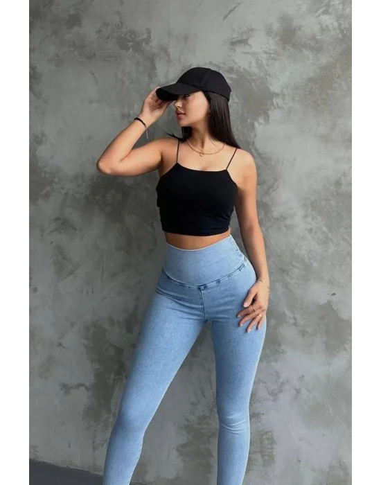 Bulut Mavi Ekstra Yüksek Bel Kot Tayt Pantolon Jeggings