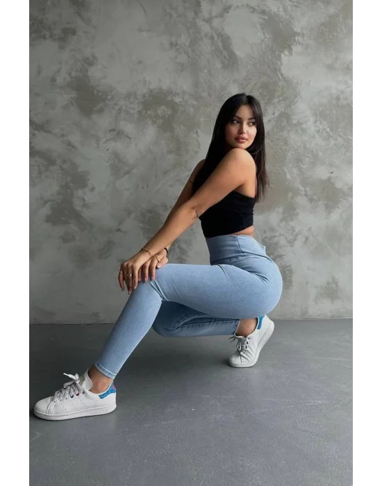 Bulut Mavi Ekstra Yüksek Bel Kot Tayt Pantolon Jeggings