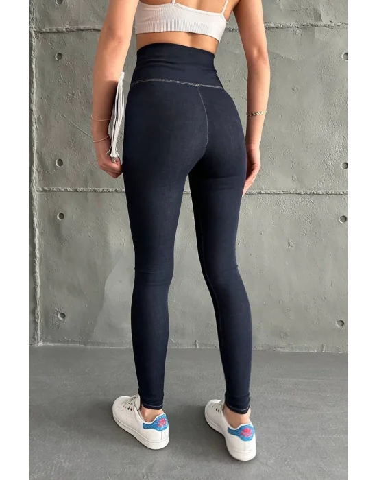 DarkBlue Ekstra Yüksek Bel Kot Tayt Pantolon Jeggings