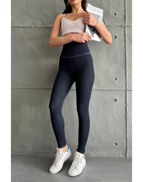 DarkBlue Ekstra Yüksek Bel Kot Tayt Pantolon Jeggings
