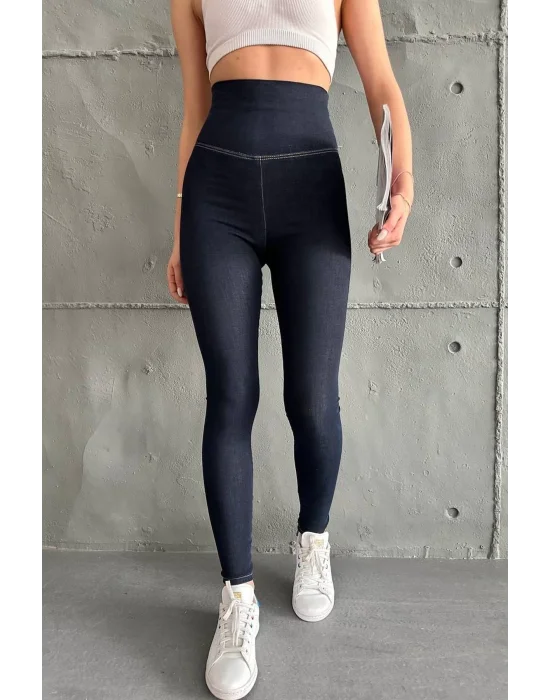 DarkBlue Ekstra Yüksek Bel Kot Tayt Pantolon Jeggings