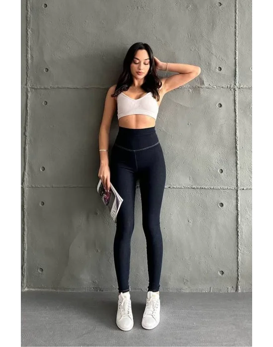 DarkBlue Ekstra Yüksek Bel Kot Tayt Pantolon Jeggings