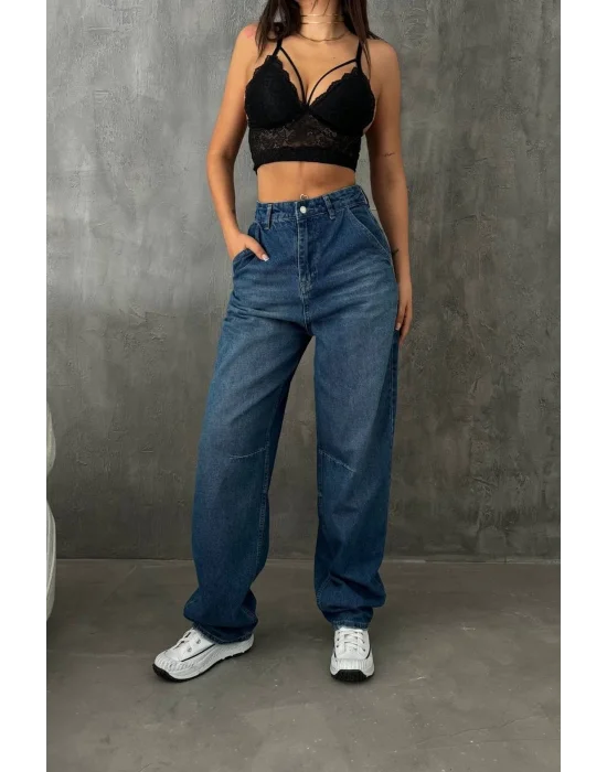 Premium Yıkamalı Kemerli Baggy Jeans