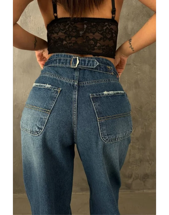 Premium Yıkamalı Kemerli Baggy Jeans