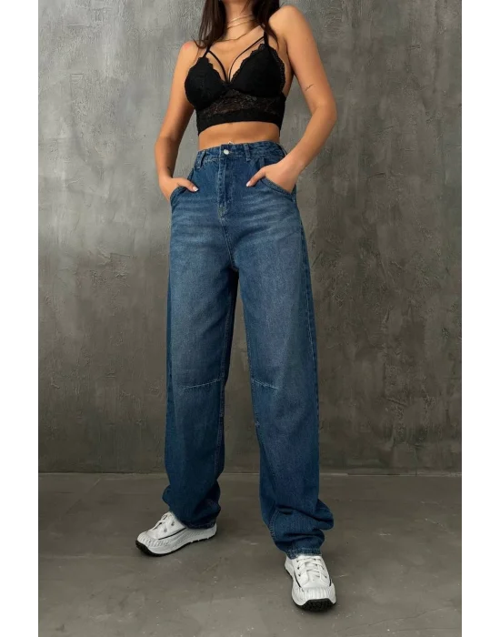 Premium Yıkamalı Kemerli Baggy Jeans
