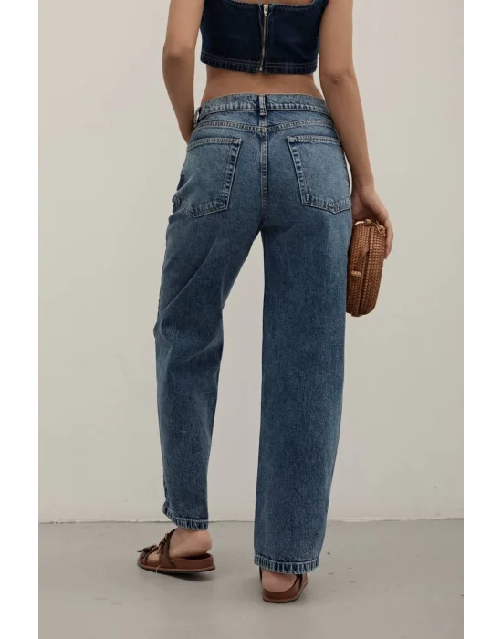 Premium Mide Blue Mom Fit Jeans