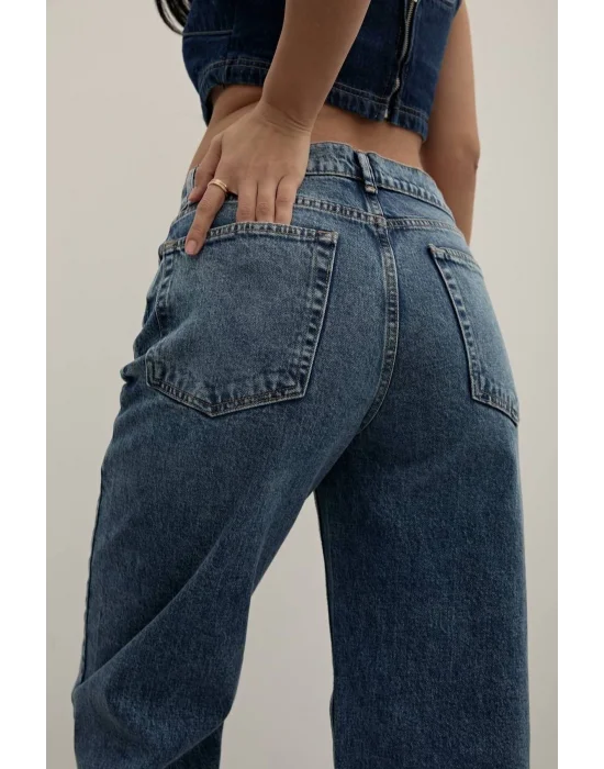 Premium Mide Blue Mom Fit Jeans