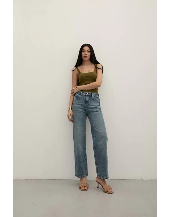 Premium Tint Blue Mom Fit Jeans