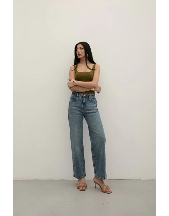 Premium Tint Blue Mom Fit Jeans