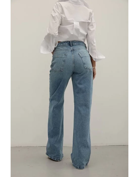Premium Yıkamalı Wide Leg Jeans