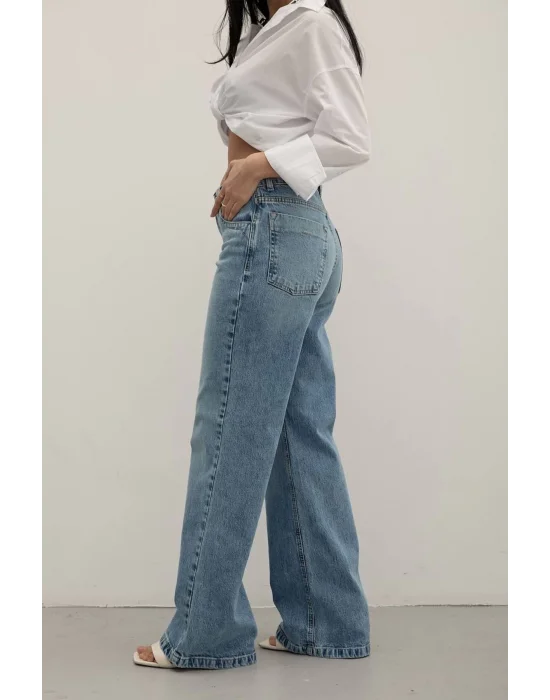 Premium Yıkamalı Wide Leg Jeans