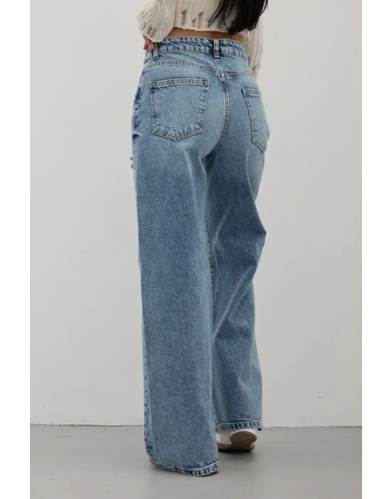 Premium Yıkamalı Wide Leg Jeans