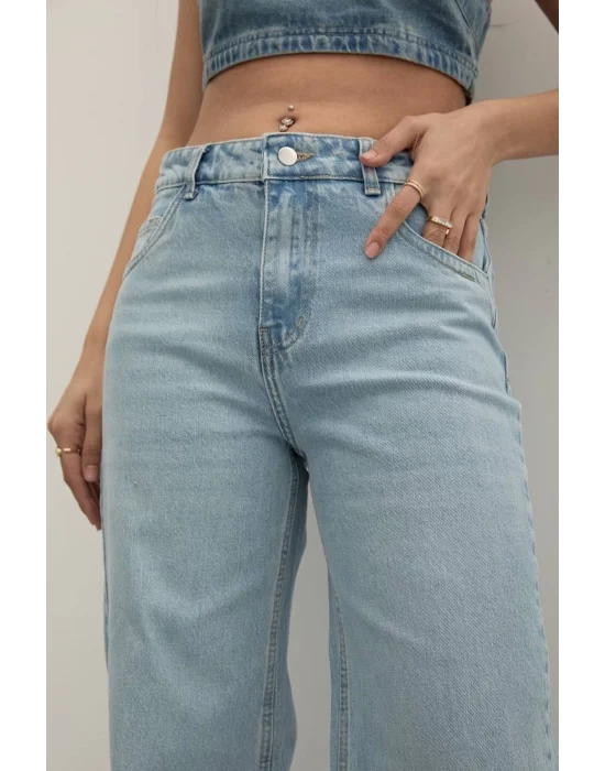 Premium Yıkamalı Wide Leg Jeans