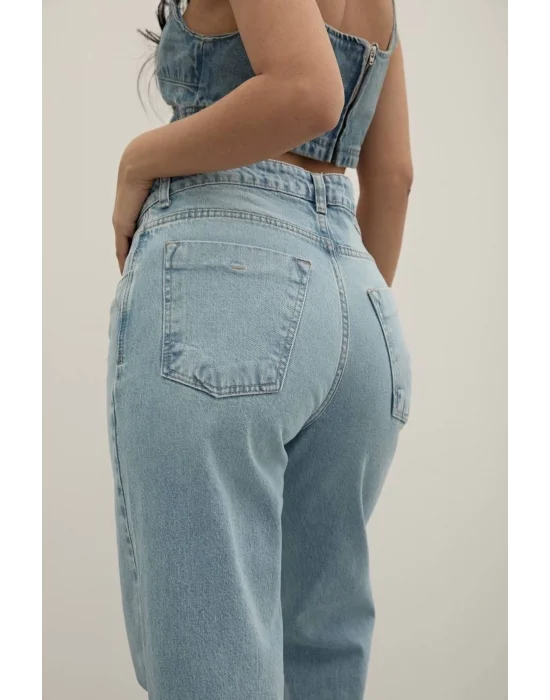 Premium Yıkamalı Wide Leg Jeans