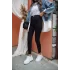 Siyah Yüksek Bel Skinny Fit Jean Likralı Önü Cepsiz Pantolon