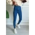 Mavi Yüksek Bel Skinny Fit Jean Likralı Önü Cepsiz Tayt Pantolon