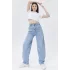 Buz Mavi Premium  Ayarlanabilir Tokalı Baggy Jeans