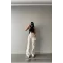 Bej Premium Yıkamalı Wide Leg Jeans