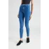 Mid Blue Yüksek Bel Skinny Fit Jean Likralı Cepsiz Tayt Pantolon