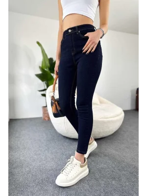 Koyu Lacivert Yüksek Bel Pantolon Skinny Jeans