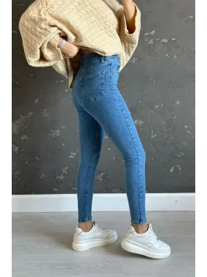 Açık Mavi Yüksek Bel Pantolon Skinny Jeans
