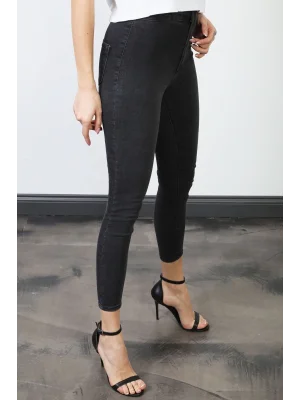 Füme Yüksek Bel Skinny Fit Jean Likralı Önü Cepsiz Tayt Pantolon