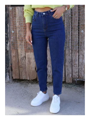 Lacivert Mom S Jeans Likralı Yüksek Bel Pantolon