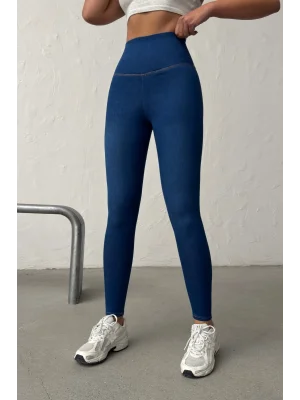 Navy Blue Ekstra Yüksek Bel Kot Tayt Pantolon Jeggings