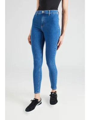 Mid Blue Yüksek Bel Skinny Fit Jean Likralı Cepsiz Tayt Pantolon