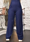 Kadın Lacivert Yüksek Bel Cırtlı Palazzo Pantolon